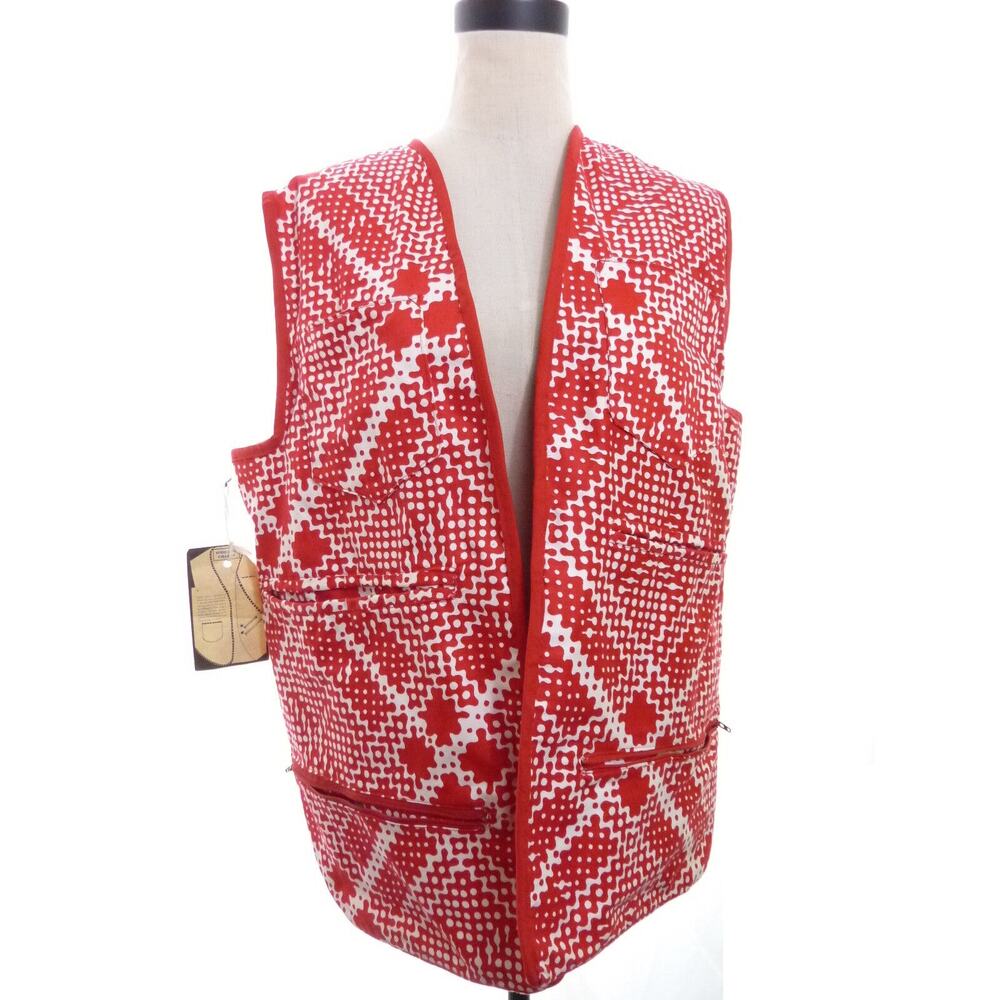 Red Hidden Pocket Vest Hideaway Charms Open Vest Medium Large